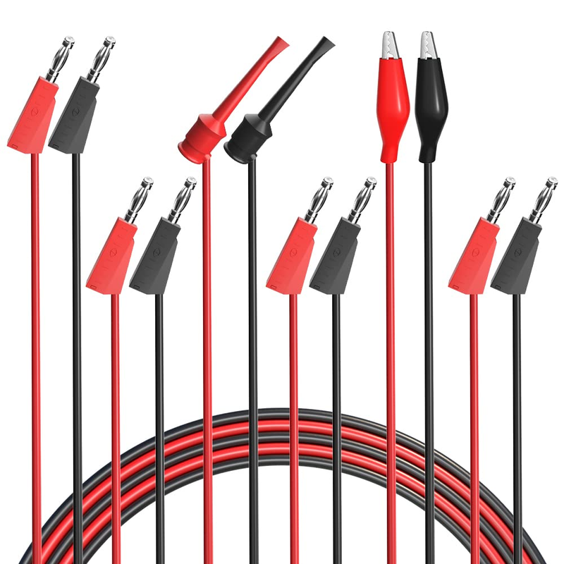 Multimeter Test Leads Set: Banana Plugs, Alligator Clips, Test...