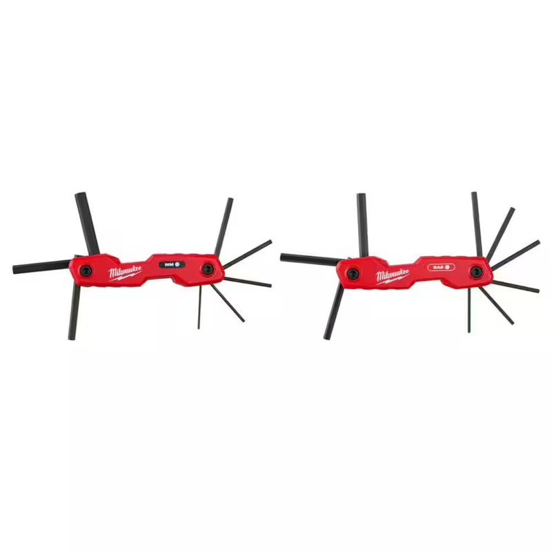 Milwaukee Folding Hex Key Set SAE Metric Allen Wrench 17 Key Multi Tool Metal