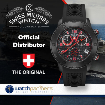 Pre-owned Cx Swiss Military Rallye Gmt Nero 44mm Dlc Case Chrono Watch Gmt Black Dial 2751