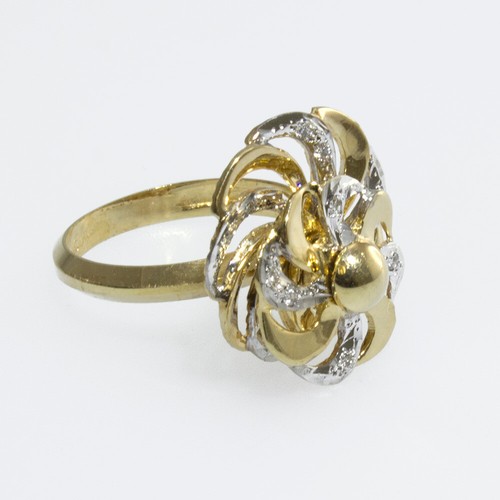 Pre-owned Gems4me Motion Ring Dual Fan Of 14k Gold And Diamonds - Fl867