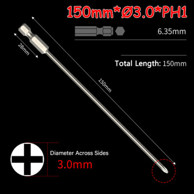 50 - 200MM Lengthened Phillips Electric Screwdriver Strong Magnetic Batch Head