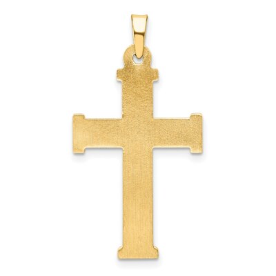 Pre-owned Superdealsforeverything Real 14kt Yellow Gold Brushed And Polished Latin Cross Pendant
