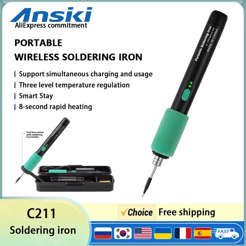 C211 Electric Soldering Iron DC 5V USB 15W Portable Wireless Mini Soldering Tool