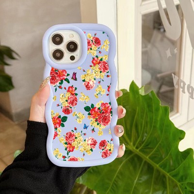 For Various Phone Wave Luxury Flower Back Case Cover Hot ShockProof Women Girls