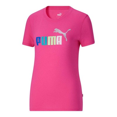 

Puma Ess Logo Футболка с круглым вырезом и короткими рукавами Женские розовые повседневные топы 58629579, Розовый