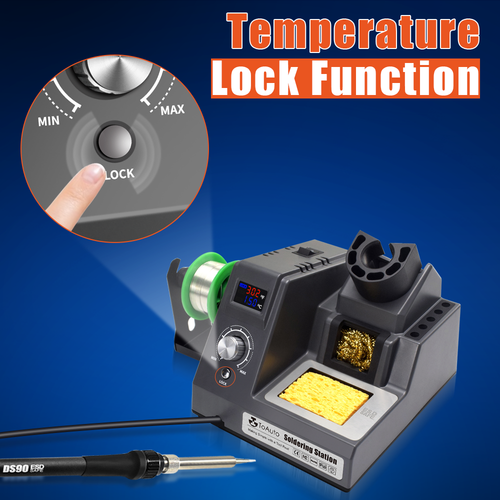 60W/90W Rework Soldering Iron Station Kit LED Display Adjustable Temp Rapid Heat