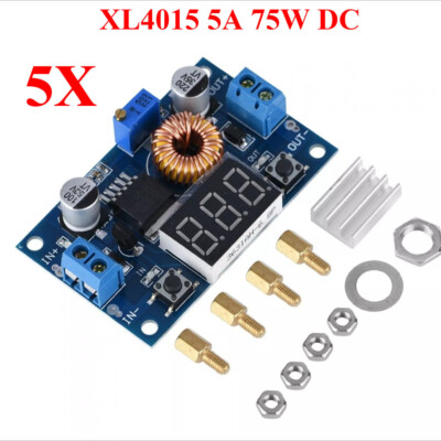 5PC DC-DC Step Down Adjustable Power Supply Module 4-38V 5A 75W XL4015E With LED