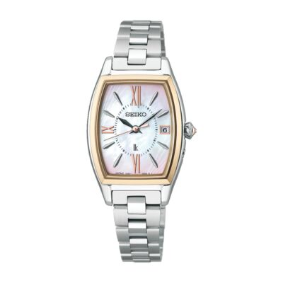 Pre-owned Seiko Lukia Grow Ssqw076 Titanium Radio Solar Watch Mop Dial Garnet Glow 24.6mm
