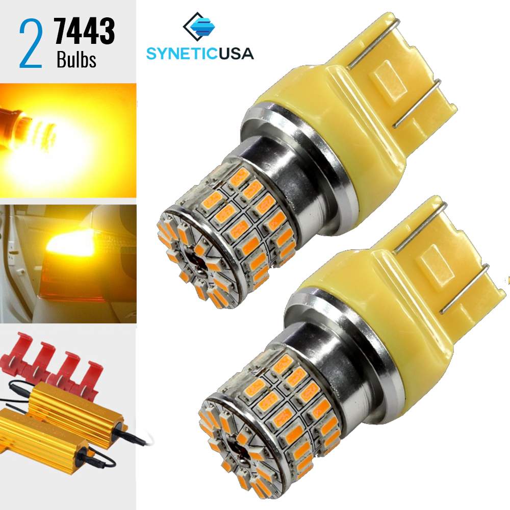 7443/7440 600LM 3000K Amber Yellow LED Front Turn Signal Light Bulbs w