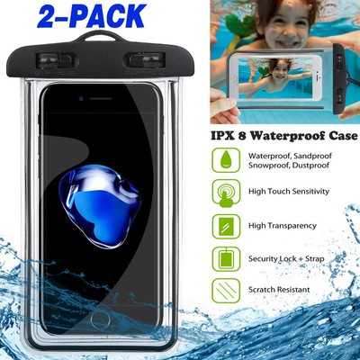 2-Pack Universal Waterproof Case pouch Best Grade For Samsung Galaxy S10 S9 S8