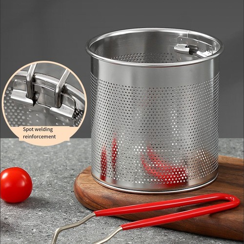 304 Stainless Steel Basket Pot Fryer Fry Deep Frying Fish Strainer with Clamp.