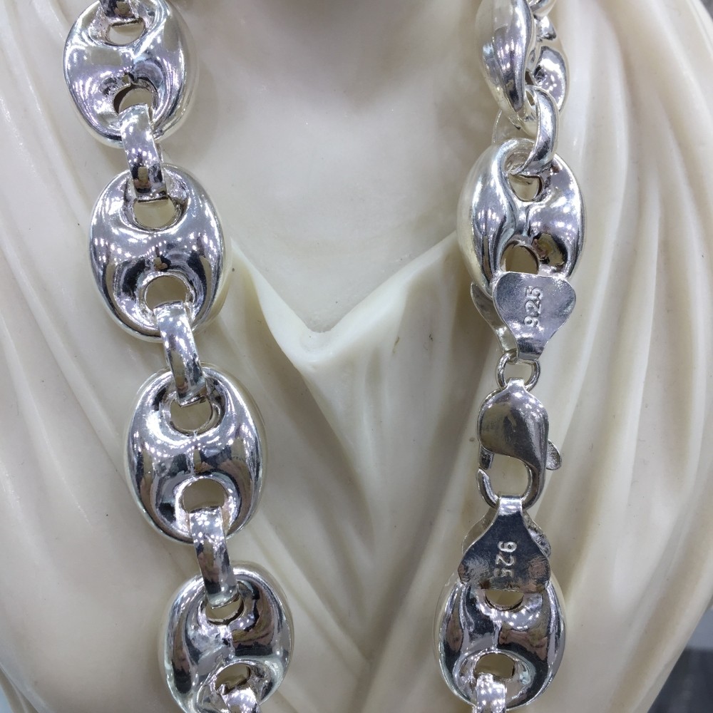 Pre-owned Handmade 17mm Mens Puffed Mariner Link Chain Necklaces 925 Sterling Silver 107gr 24 Inch