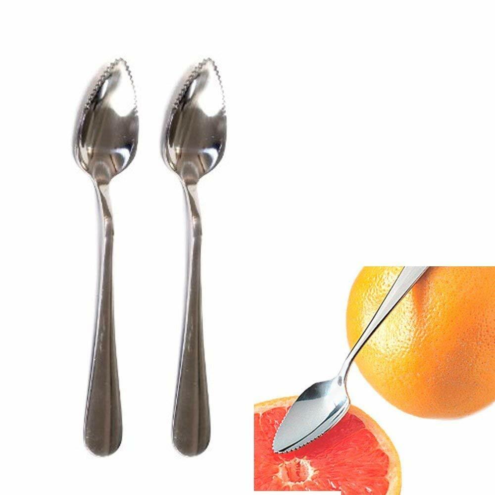 Set of 2 Grapefruit Spoons and 1 Grapefruit Knife Stainless Steel Serrated Ed...
