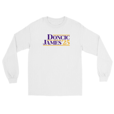 LUKA DONCIC & LEBRON JAMES Long Sleeve T-SHIRT Los Angeles Basketball L.A. Hoops