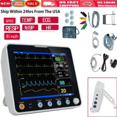 Medical ICU Vital Patient Monitor 6Parameter ECG/NIBP/SPO2/TEMP/RESP/HR Easy Use