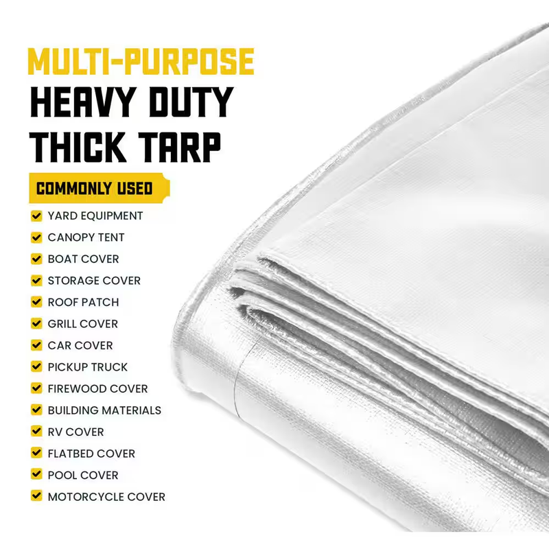 6 Ft. X 8 Ft. White 5 Mil Heavy Duty Polyethylene Tarp, Waterproof, UV Resistant