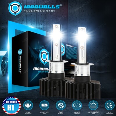 Pair H1 LED Headlight Bulb Conversion Kit High Low Beam Lamp 6500K Super White