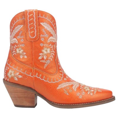 

Женские оранжевые повседневные ботинки Dingo Primrose с цветочным принтом Snip Toe Cowboy Boots DI748-8, Оранжевый, Dingo Primrose Floral Snip Toe Cowboy Booties