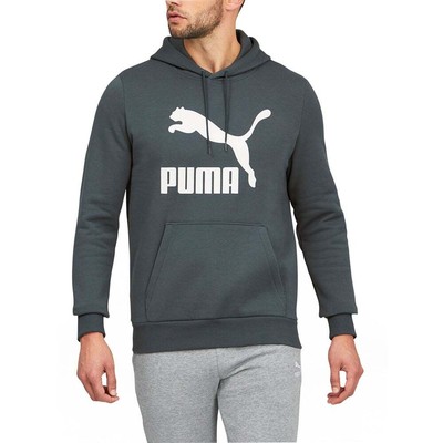 

Puma Classics Logo Pullover Hoodie Мужская серая повседневная спортивная верхняя одежда 533303-82, Grey, Puma Classics Logo Pullover Hoodie