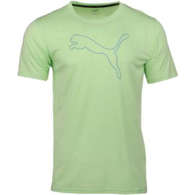 

Спортивная футболка Puma Performance Cat с круглым вырезом и коротким рукавом мужская зеленая повседневная футболка, Зеленый, Puma Performance Cat Crew Neck Short Sleeve Athletic T-Shirt