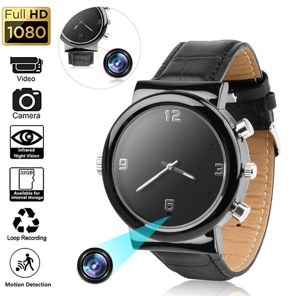Full HD 1080p camera spy watch with night vision.
