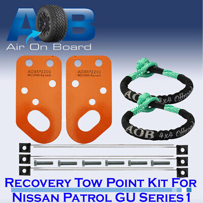 AOB Tow Recovery Points Pair for Nissan Patrol GU series 1 + 9T SOFT Shackles