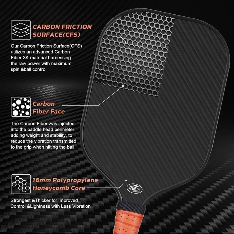 CORAL ProtecT700L RAW Pickleball-Schläger – USAPA-zugelassen, Mit Karbonfaser Und Wabenkern Für Power & Kontrolle