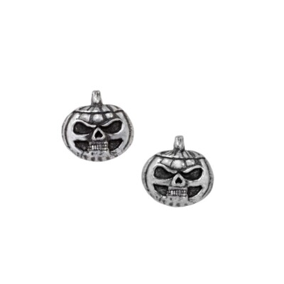 Alchemy Gothic Pumpkin Skull Studs Earrings Pewter Halloween Jack O Lantern Punk