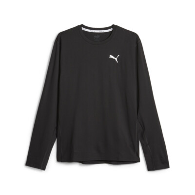 Спортивная футболка Puma Run Cloudspun с круглым вырезом и длинным рукавом, мужские черные повседневные топы
