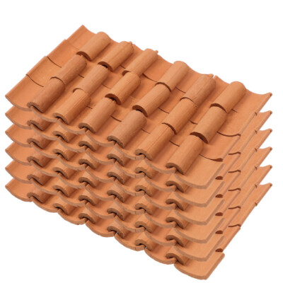  120 Pcs Ceramic Dollhouse Roof Tiles Miniature Red Model Child