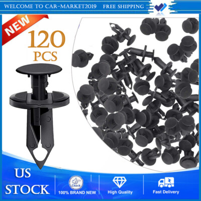 120pc Clips for Hole Plastic Rivets Retainer Fender Bumper Push Pin Fastener 8mm