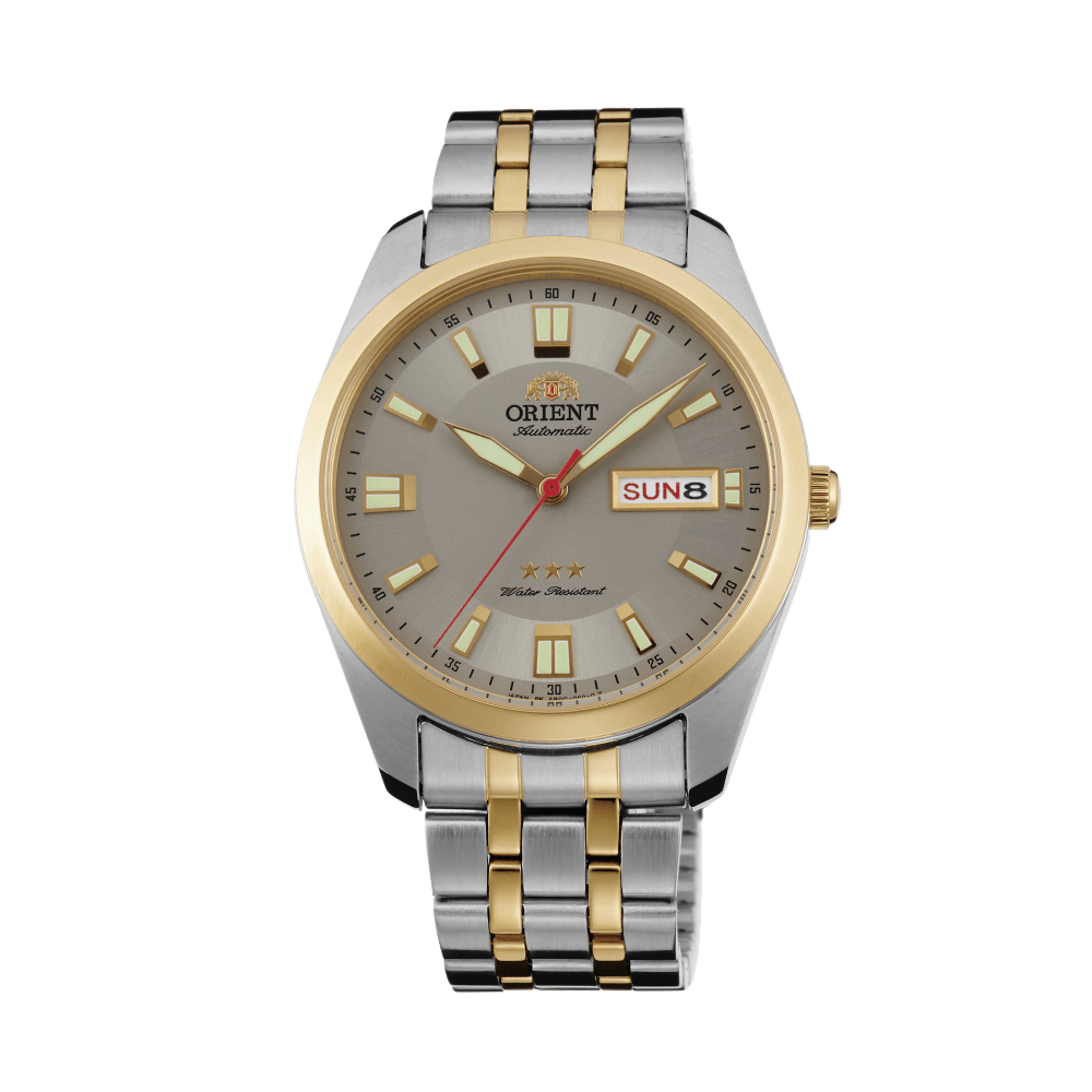 Pre-owned Orient Tristar Automatic Sab0c008k Grey Dial Luminous Tow Tone Made In Japan
