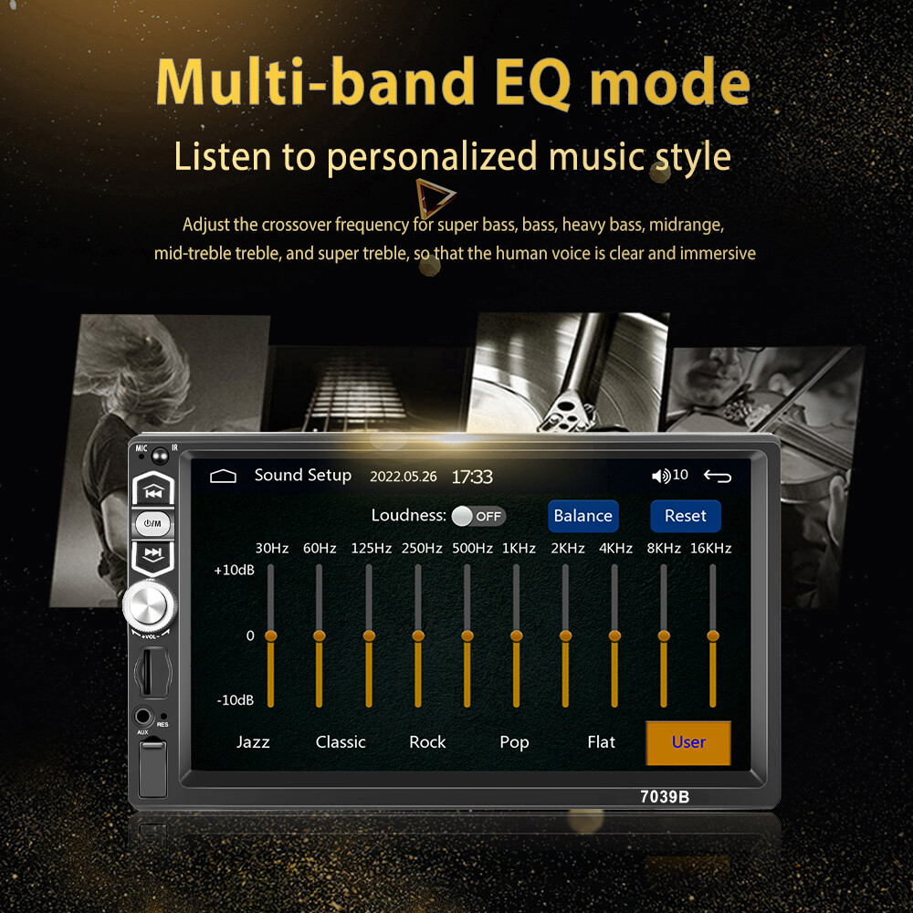 Single Din Car Stereo Wireless Apple CarPlay 7" touchscreen Bluetooth Radio USB