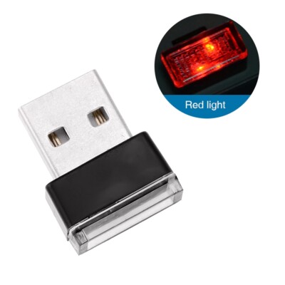 2x Red USB-Powered Night Light Car/Laptop/Charger Port Mini Small Bright LED
