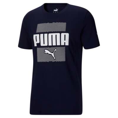 

Puma Maze Graphic Crew Neck Футболка с коротким рукавом Мужская размер  Повседневные топы 58854, Синий, Puma Maze Graphic Crew Neck Short Sleeve T-Shirt