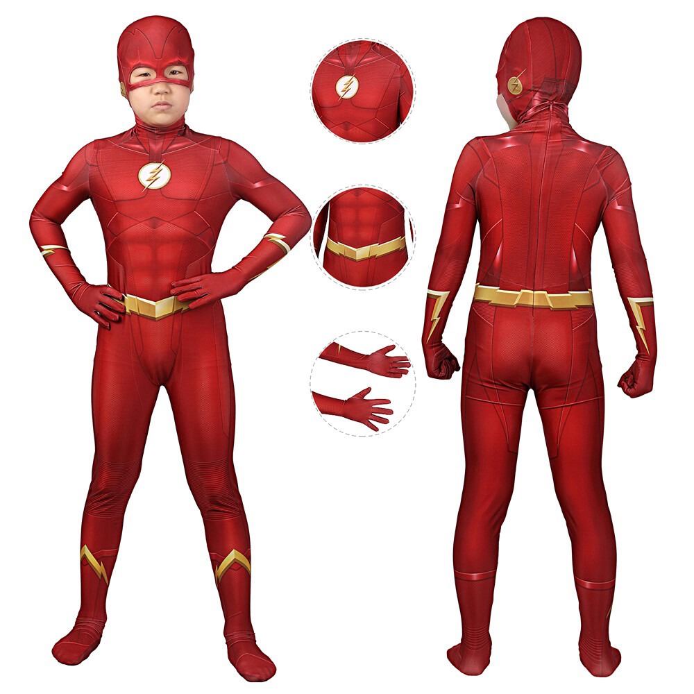 The Flash Season 5 Barry Allen Costume Cosplay Suit Bodysuit Kids