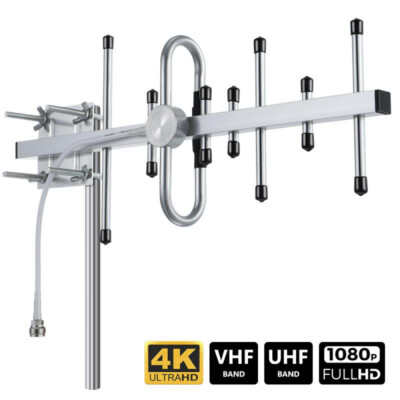 HDTV 1080P Outdoor Amplified Digital Antenna 360 Rotor HD TV UHF VHF FM 300 Mile