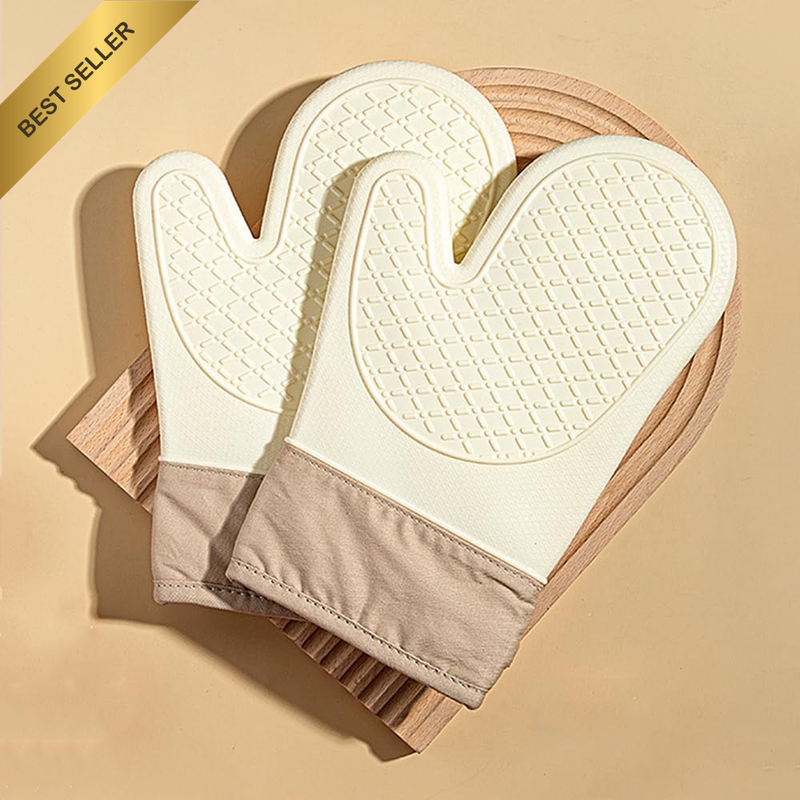 2 Pack Silicone Oven Mitts-Honeycomb Flexible Oven Gloves Heat Resistant 450 ℉-S