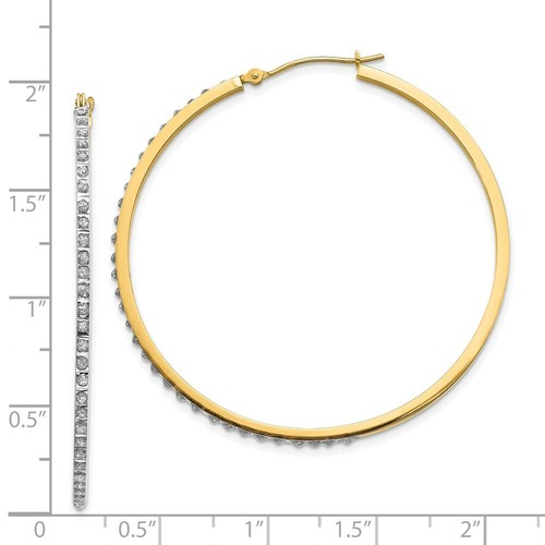Pre-owned Goldia 14k Diamond Fascination Large Round Hinged Hoop Earrings In Yellow