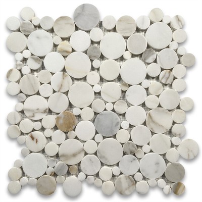 G92XP Calacatta Gold Calcutta Marble Bubble Round Paramount Mosaic Tile