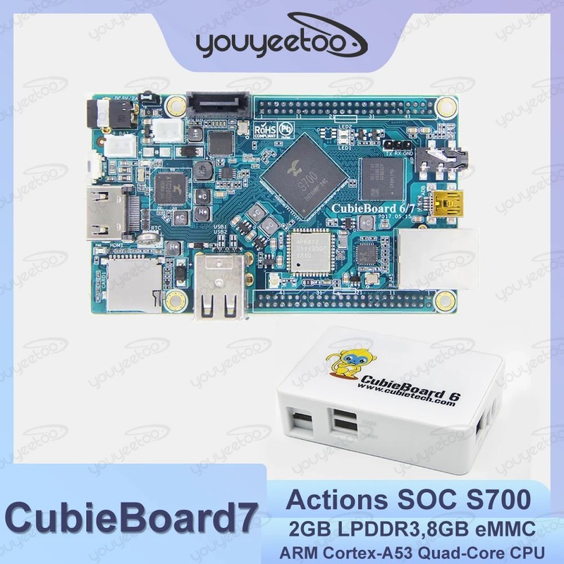Cubieboard7 Actions SOC S700 ARM Cortex-A53 Quad-Core Mali450 MP4 GPU 2GB LPDDR3