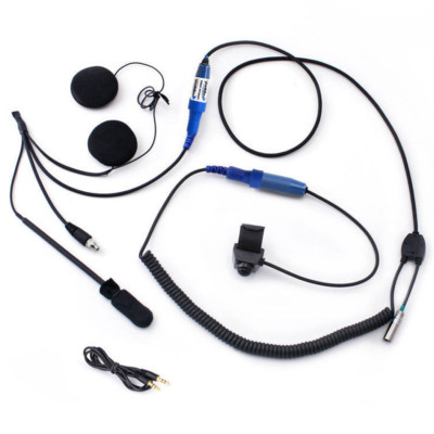 Motorcycle Helmet Communication Kit w PTT, Speakers & Mic, Cables & Cords Kit