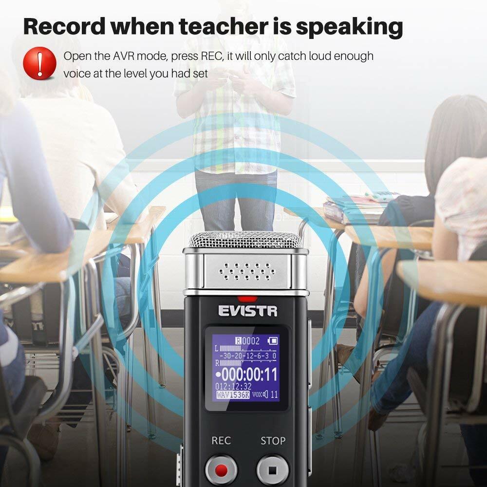 EVISTR 16GB Digital Voice Recorder Voice Activated Recorder with Playback - Upgr