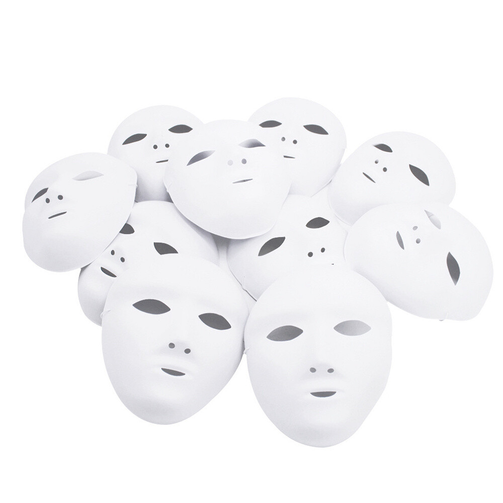 12pcs Blank Masks White Diy Halloween Costumes Cosplay Mask For
