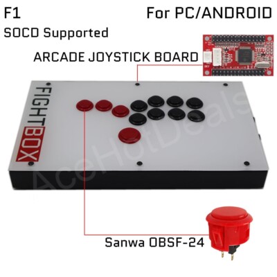F1 All Buttons Hitbox Arcade Joystick Game Controller PS4/PS3/Xbox/PC White