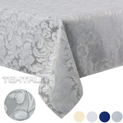 Tektrum 60''X102'' Rectangular Damask Tablecloth-Waterproof/Spill Proof -Gray
