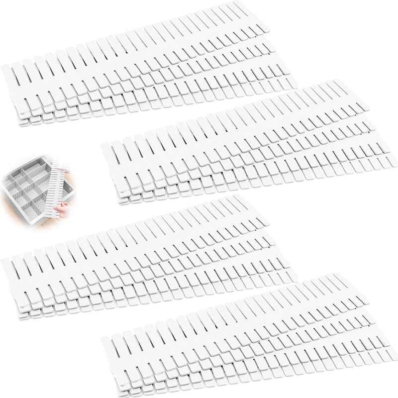 16 Pcs White Drawer Dividers, Adjustable Drawer Organizer, for Collate Clutter C