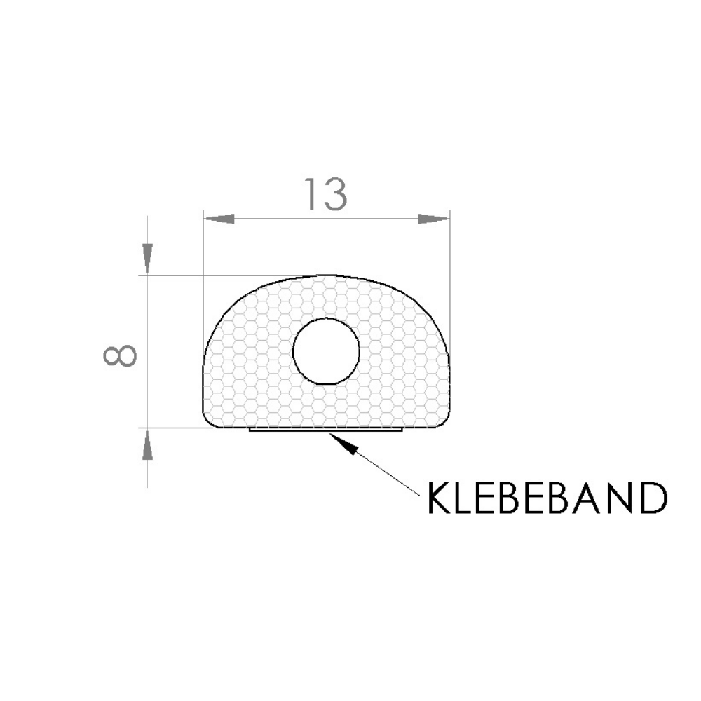 Moosgummi-Halbrundprofil 13 x 8 mm, EPDM, schwarz Dichtprofil