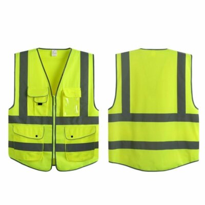 G & F Multiple Pockets Class 2 High Visibility Zipper Front Safety Vest