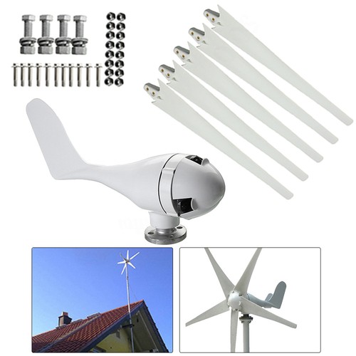 400W 24V Wind Turbine Generator Kits Aerogenerator 5 Blades w// Charge Controller